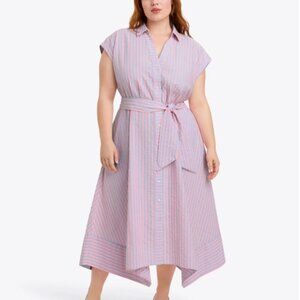Draper James Trisha Handkerchief Dress Fit-and-flare A-line Size 3X Blue Pink